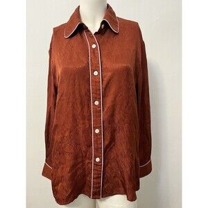 Womens Silk Shirt Small Bronze Metallic Dreamy Artsy Fairy Boho Mystical Formal